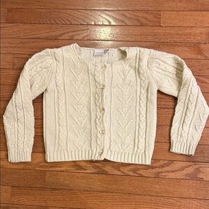 ZUZUBE Girl’s Cream Cable Knit Cardigan Sweater 5-6 Wool Blend Cottage Winter